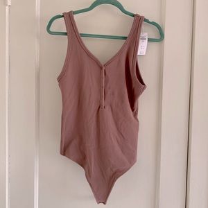 Mauve/dusty rose Henley bodysuit